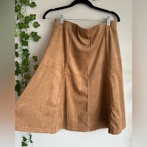 🌿 Gorgeous Brown Faux Suede High Waisted Midi Skirt